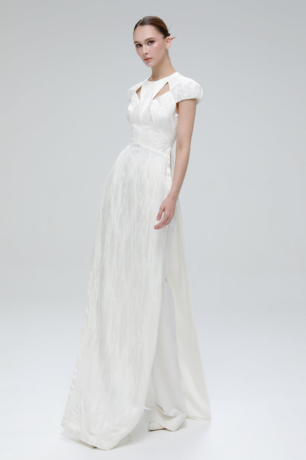 Women's Lily of Valley Puff Sleeve Ao Dai Set 0/1/2/Customize White MEAN BLVD