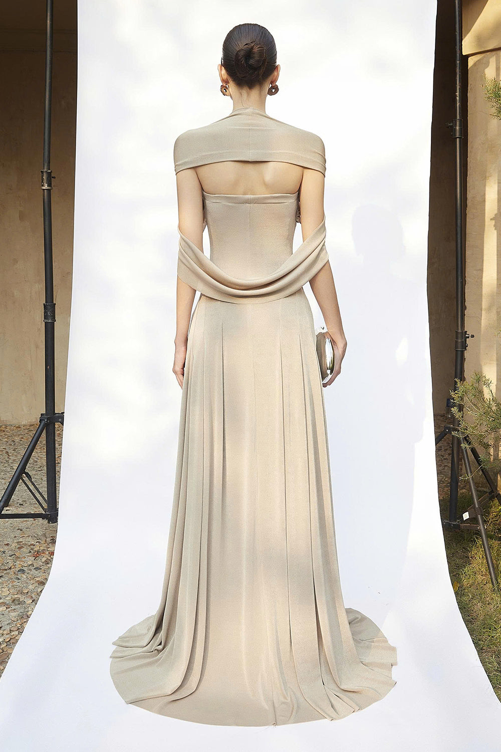 Linden Cape Sleeve Draped Maxi Dress - MEAN BLVD