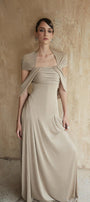 Linden Cape Sleeve Draped Maxi Dress - MEAN BLVD