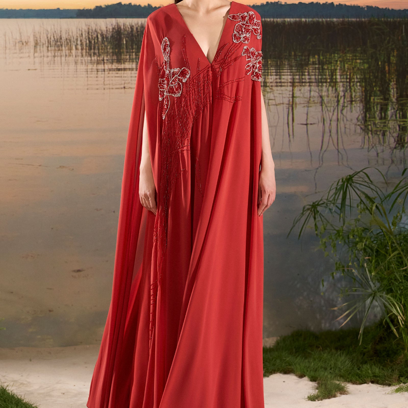 Linnea Cape Sleeve Maxi Dress - MEAN BLVD