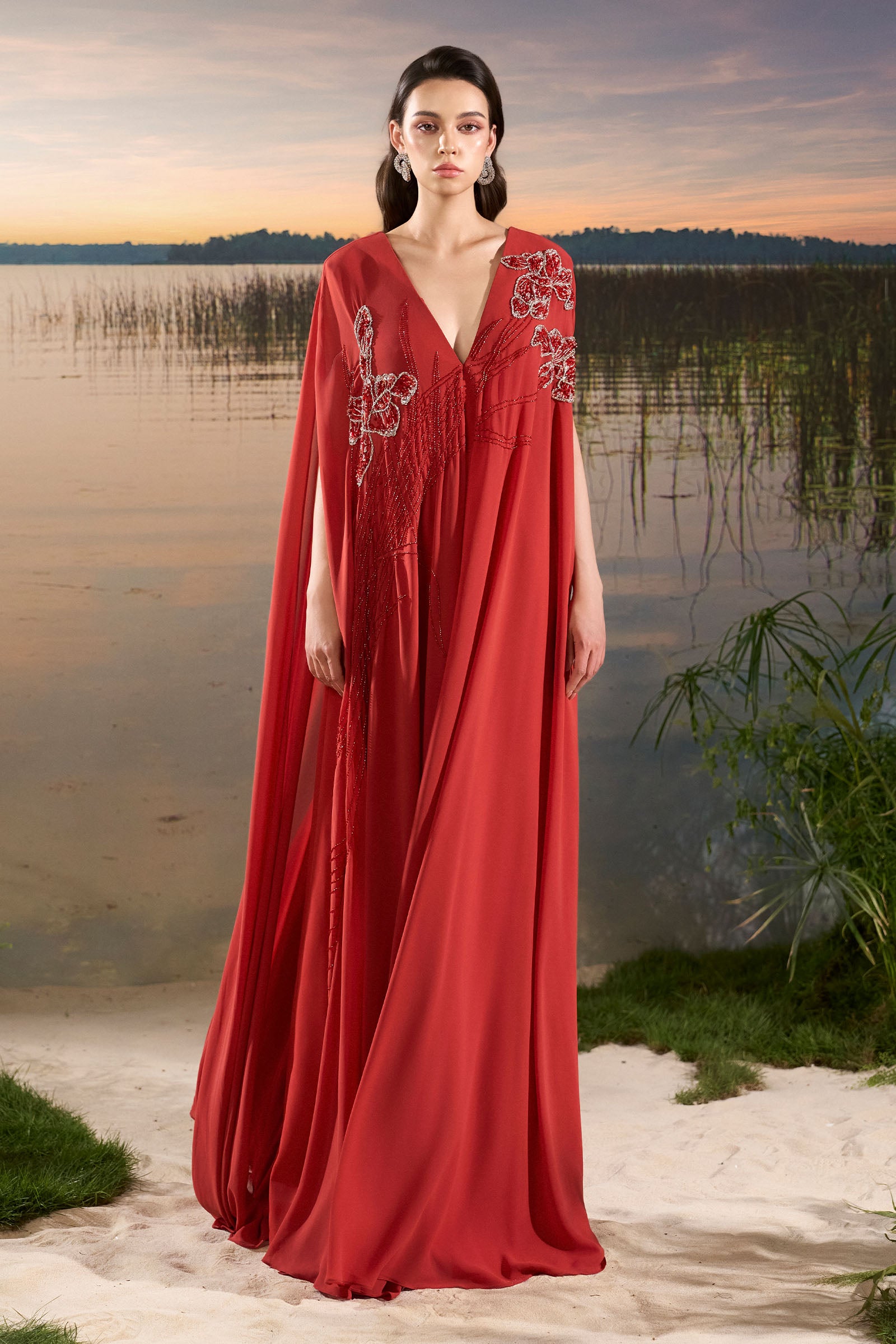 Linnea Cape Sleeve Maxi Dress - MEAN BLVD