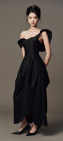 Lior Asymmetric Neck Midi Dress - MEAN BLVD