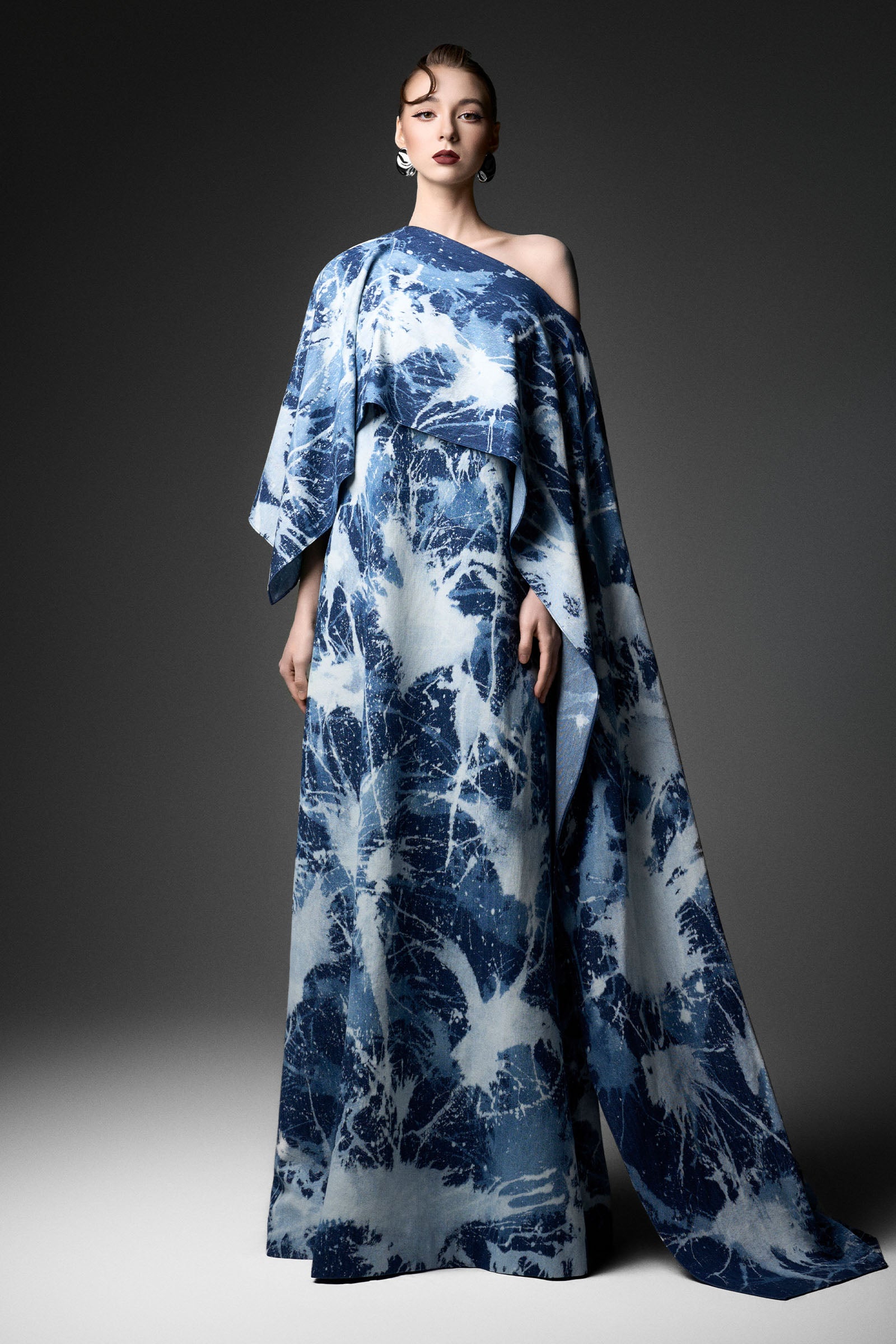 Lisière Asymmetric Neck Maxi Dress - MEAN BLVD