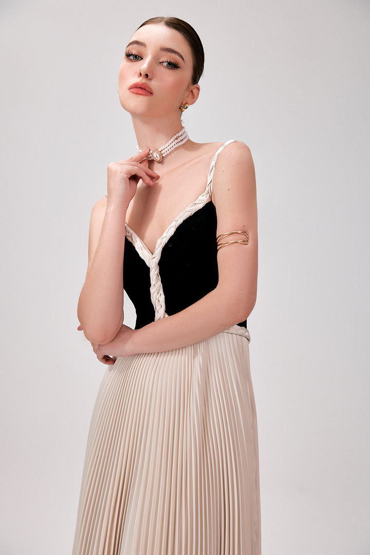 Liz V-Neck Pleated Maxi Dress - MEAN BLVD