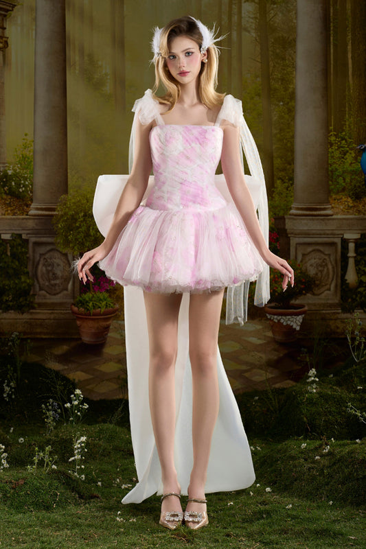 Lizzie Puff Sleeve Gathering Mini Dress - MEAN BLVD