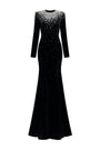 Miriam Mermaid Stone Velvet Floor Length Dress