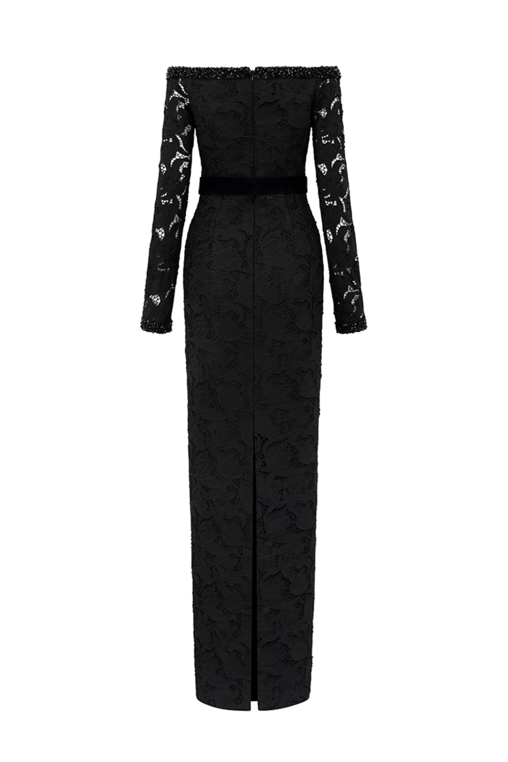 Zelda Sheath Off-Shoulder Lace Floor Length Dress