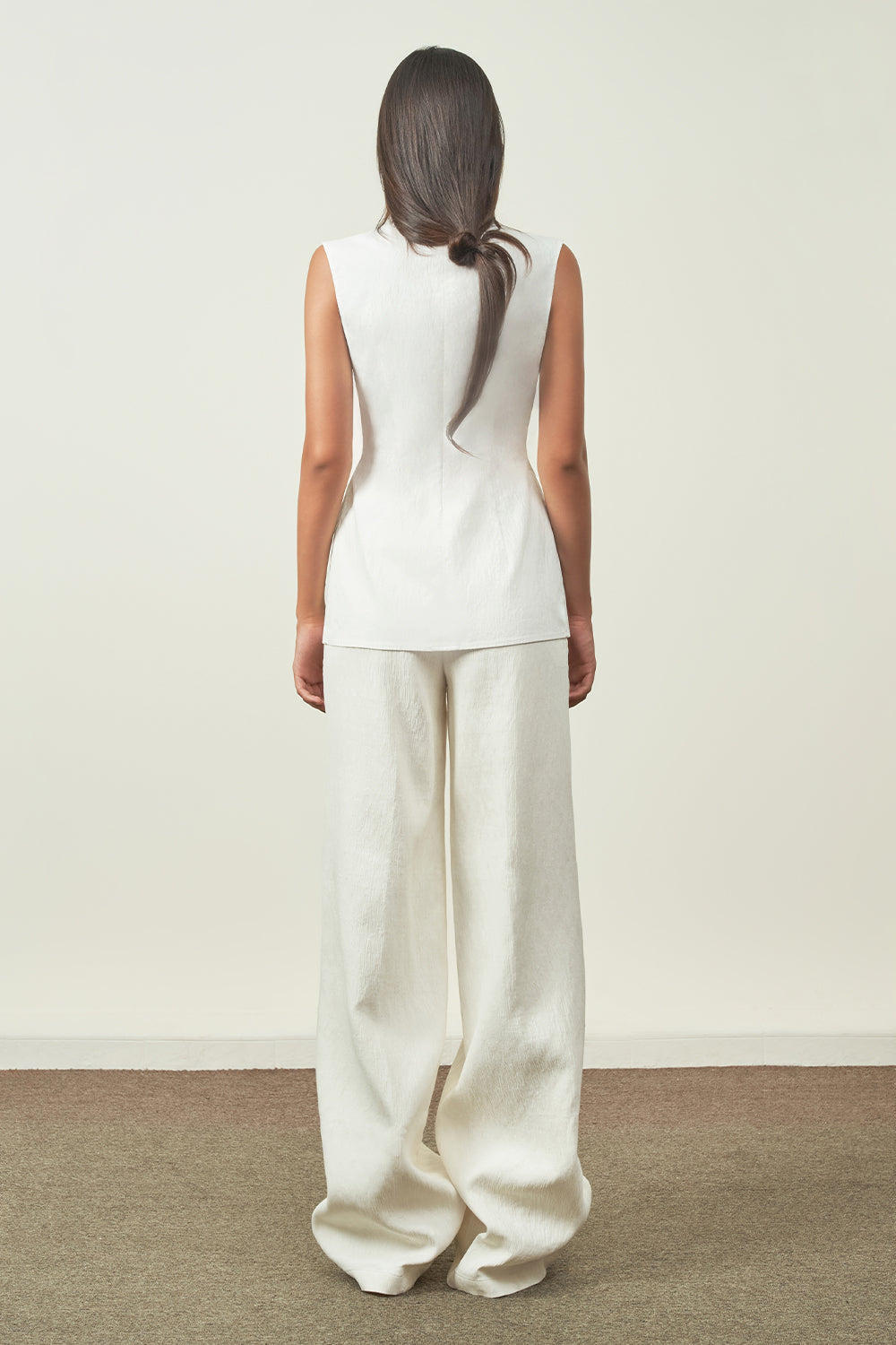 Giao Straight Wide Leg Ribbed Cotton Pants