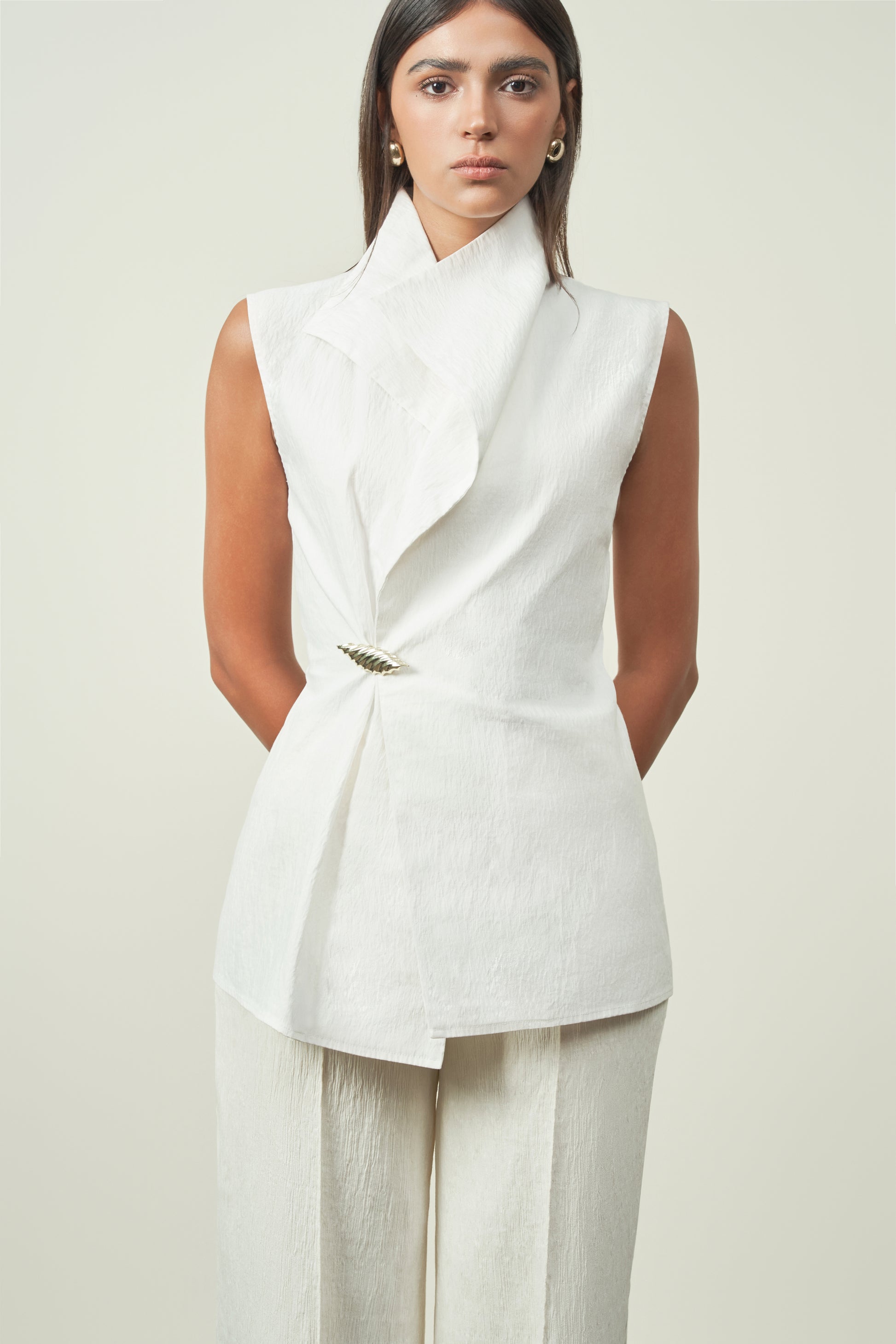 Giao Straight Wide Leg Ribbed Cotton Pants