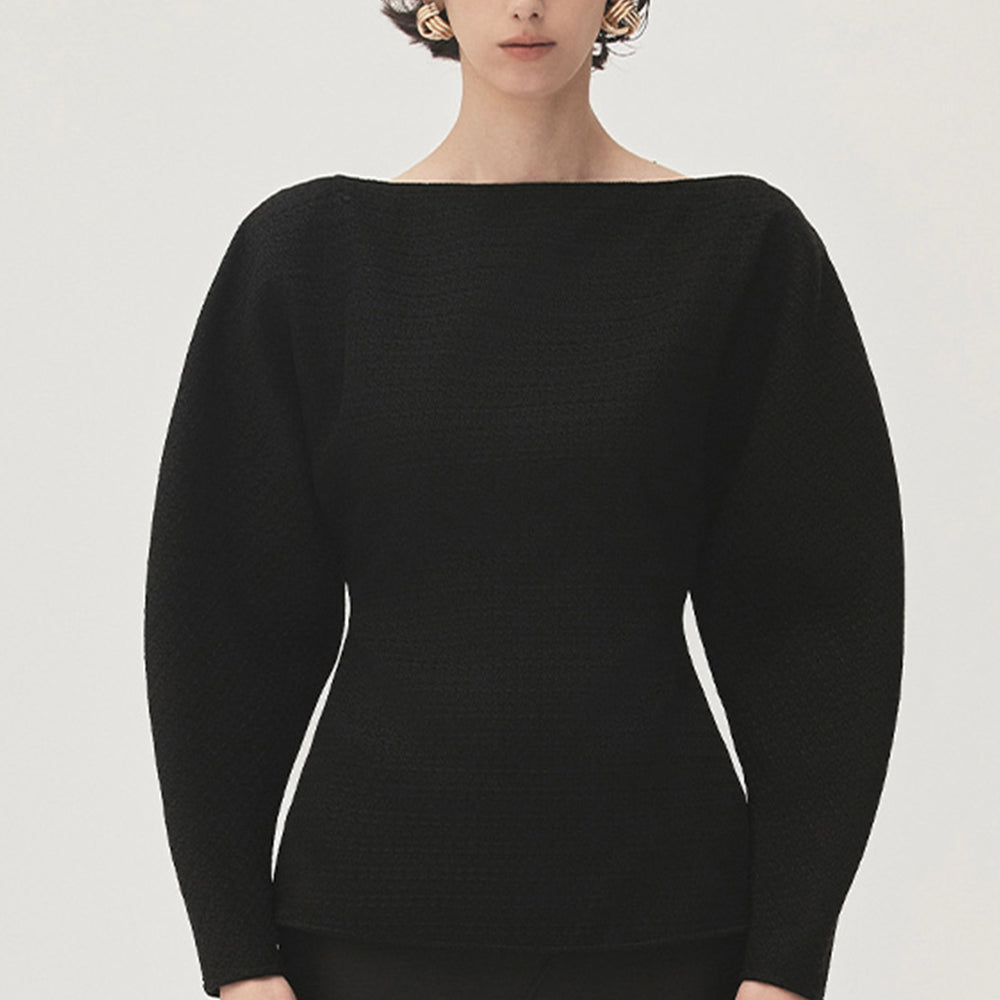 Tam Hourglass Boat Neck Tweed Top