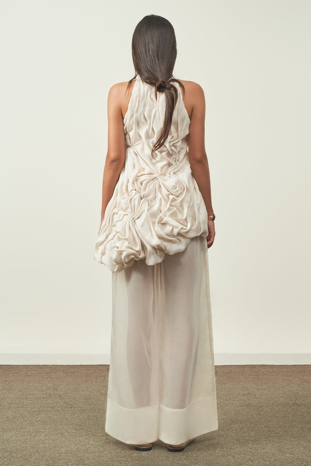 Linh Yen A-line Sheer Organza Maxi Pants