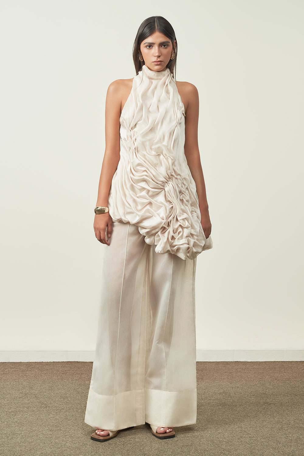 Linh Yen A-line Sheer Organza Maxi Pants