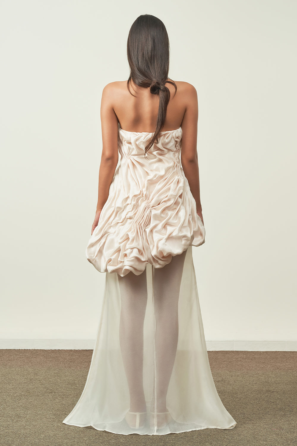 Thanh Tu Mermaid Sheer Silk Organza Maxi Skirt