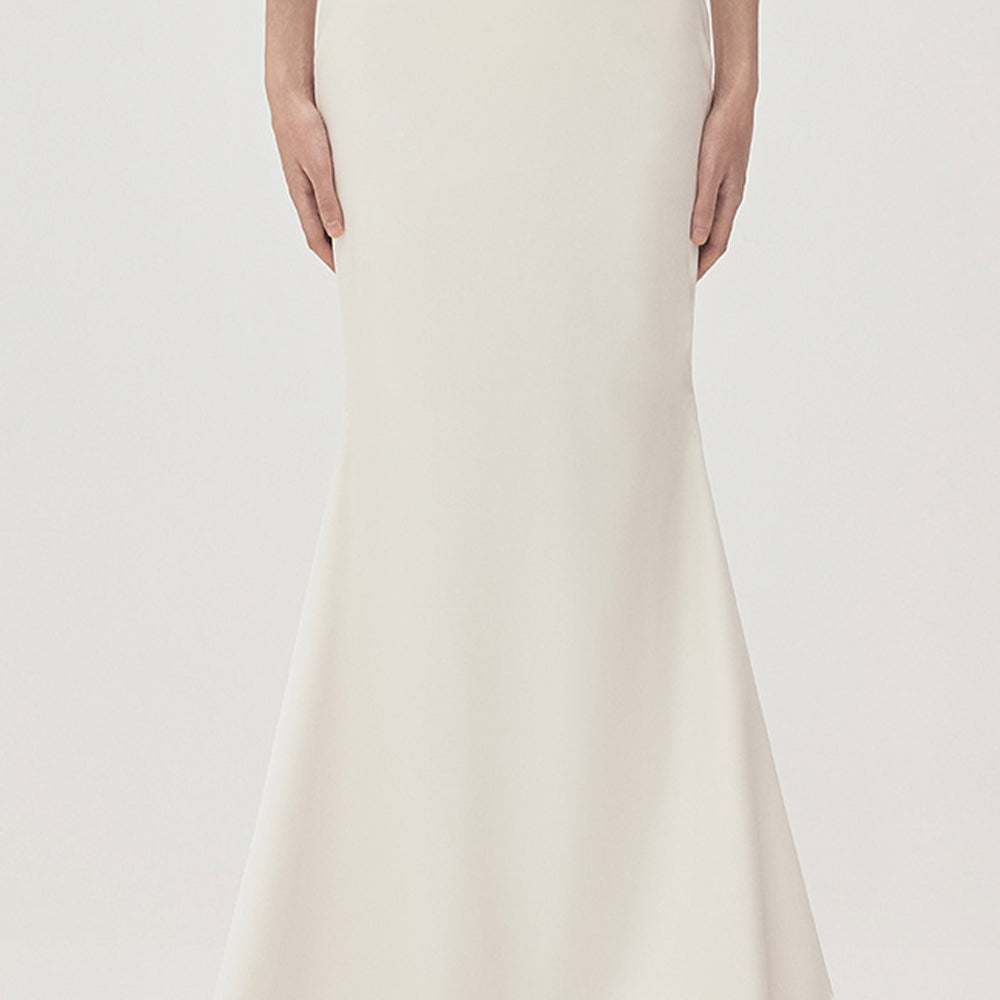 Kieu Trumpet Asymmetric Satin Maxi Skirt