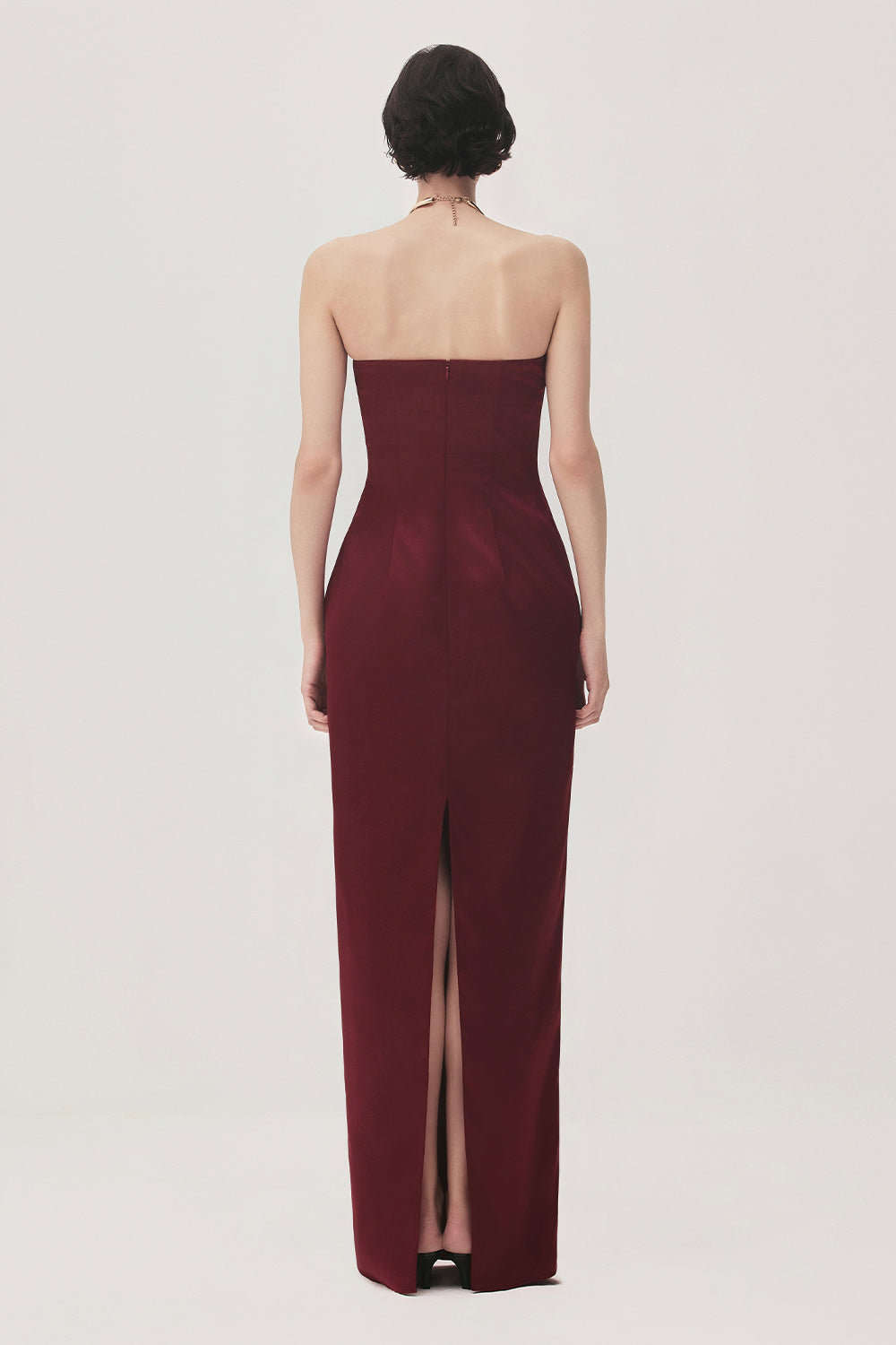 Linh Sa Sheath Sleeveless Satin Maxi Dress