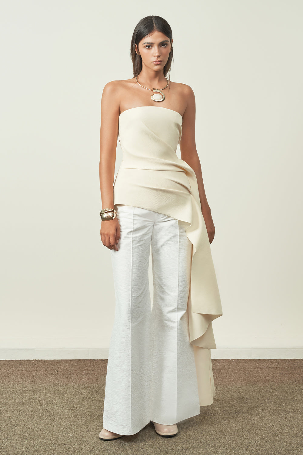 Kim Van Peplum Extended Flap Ribbed Cotton Top