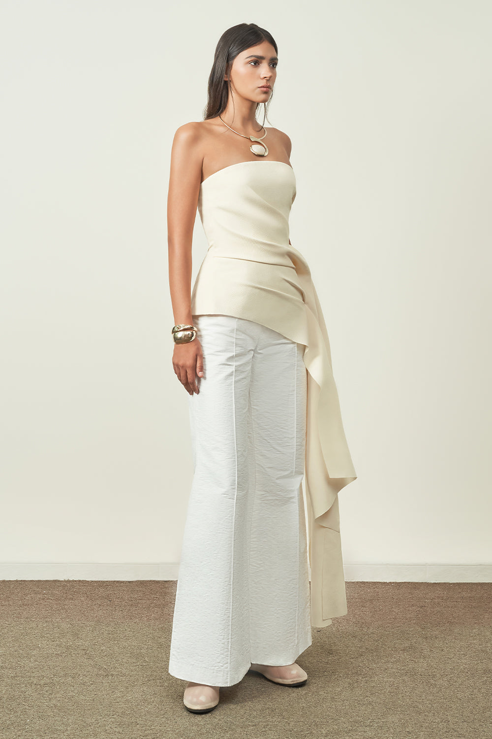 Kim Van Peplum Extended Flap Ribbed Cotton Top