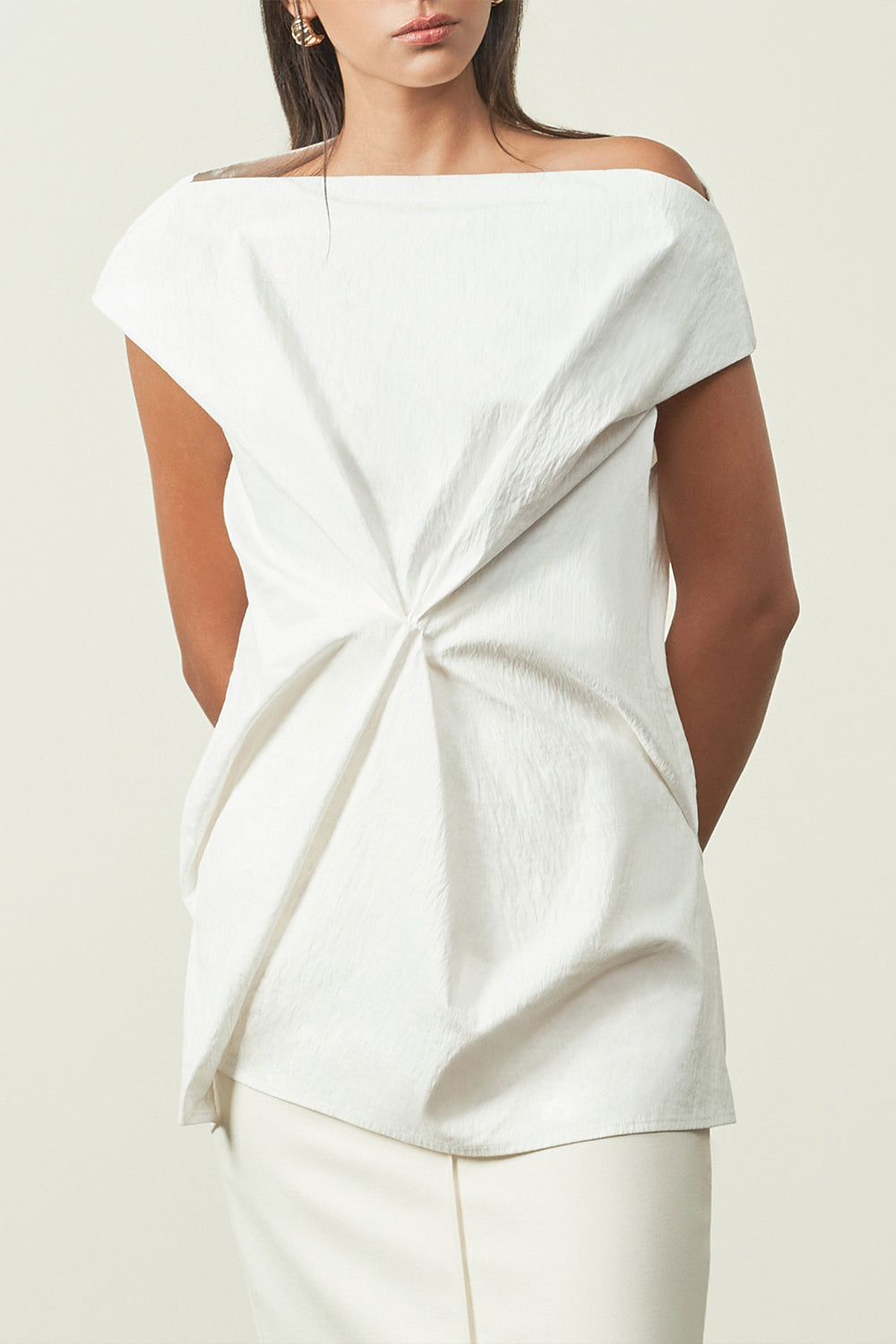 Tran Straight Tube Taffeta Midi Skirt