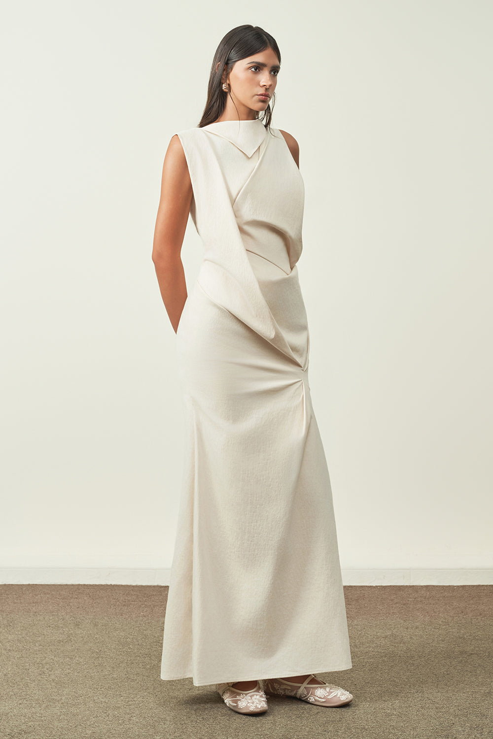 Yen Sa Mermaid Draped Chenille Maxi Dress