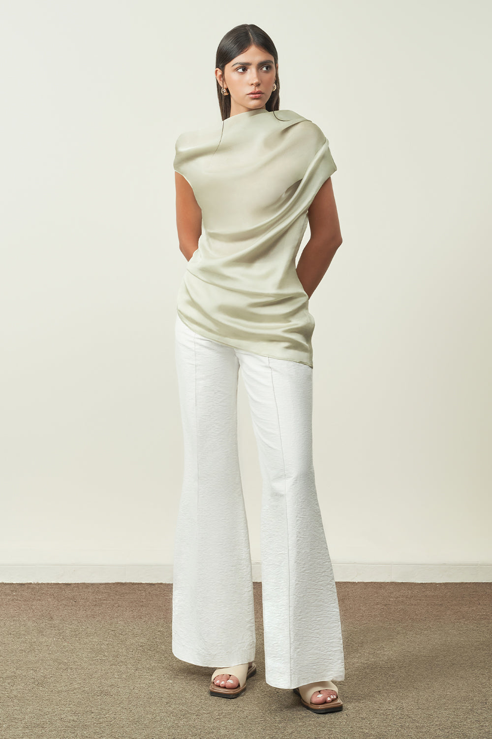 Thao Nguyen Straight Boot Cut Chenille Maxi Pants