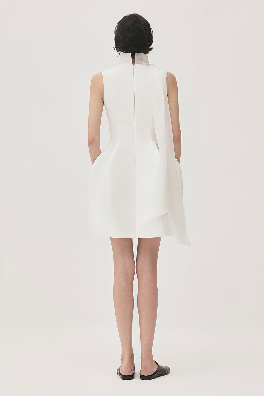 Ha Lan Pegged Sleeveless Taffeta Mini Dress