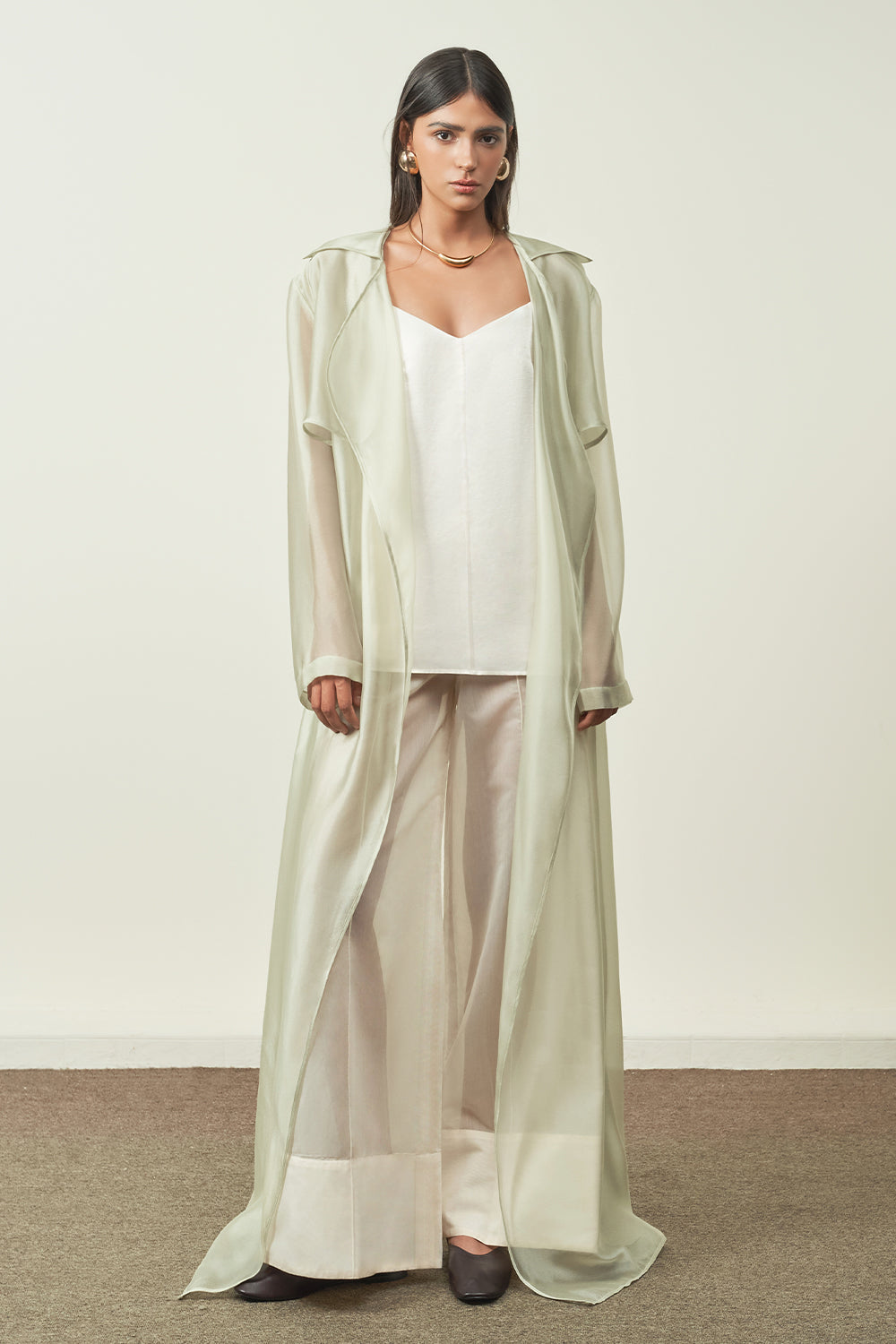 Linh Yen A-line Sheer Organza Maxi Pants