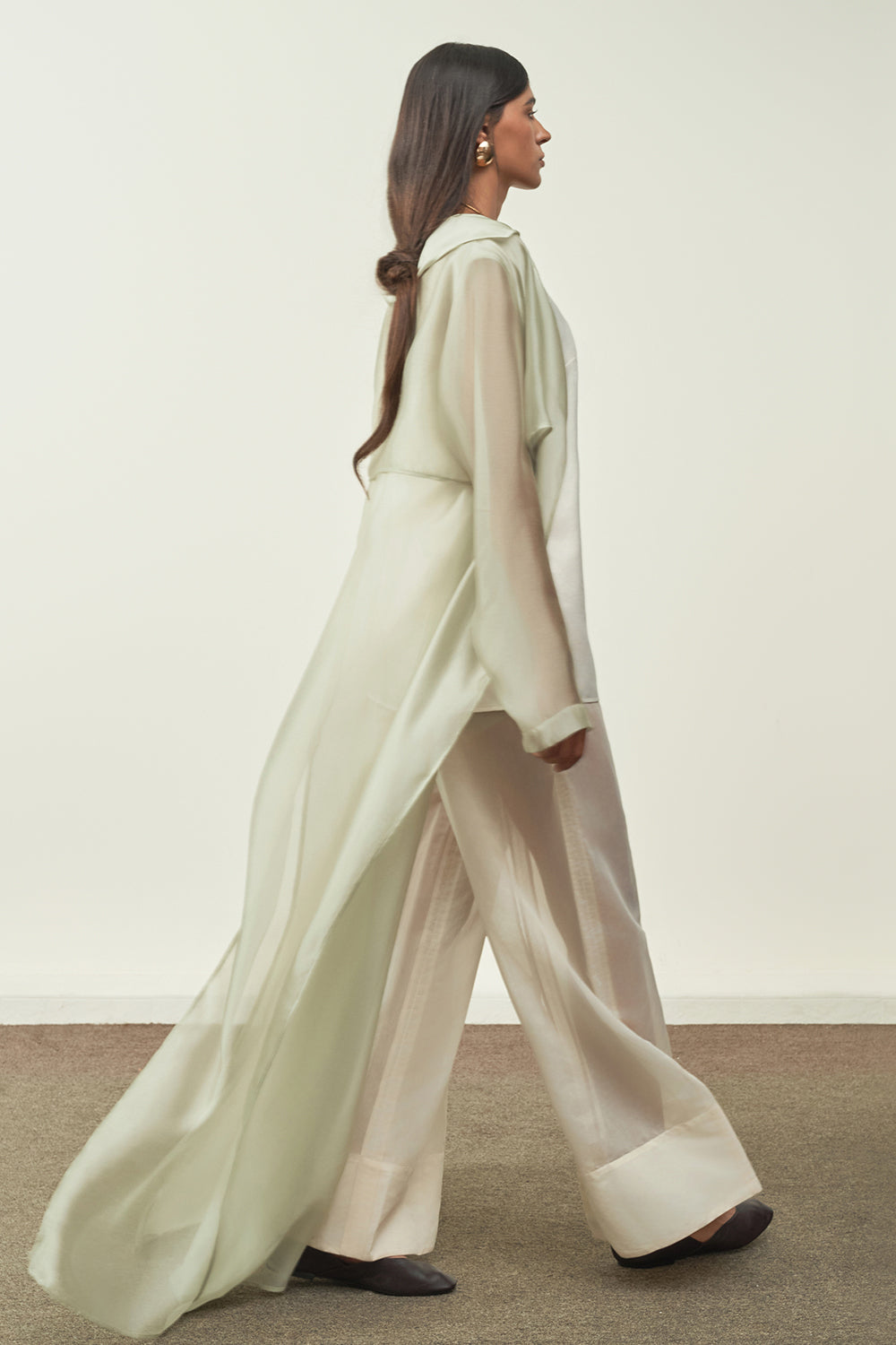 Linh Yen A-line Sheer Organza Maxi Pants