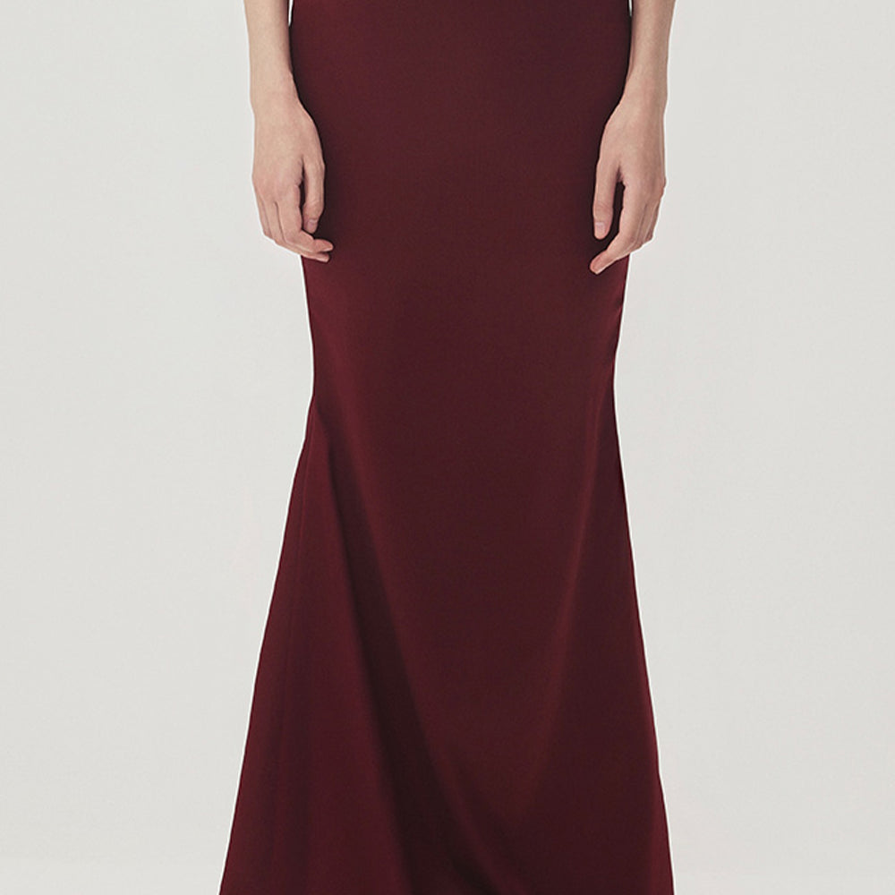 Kieu Trumpet Asymmetric Satin Maxi Skirt