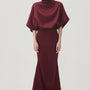 Kieu Trumpet Asymmetric Satin Maxi Skirt