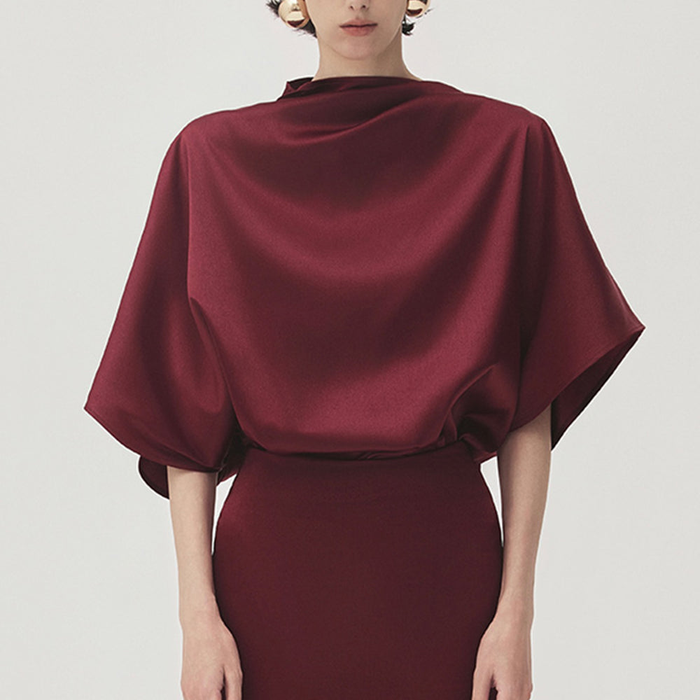 Xuan Di Straight Batwing Sleeved Satin Top