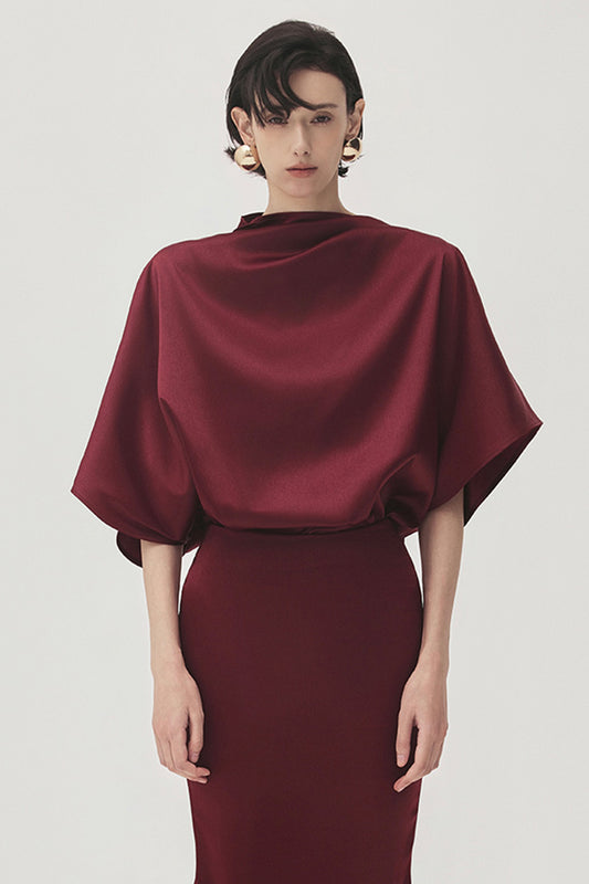 Xuan Di Straight Batwing Sleeved Satin Top