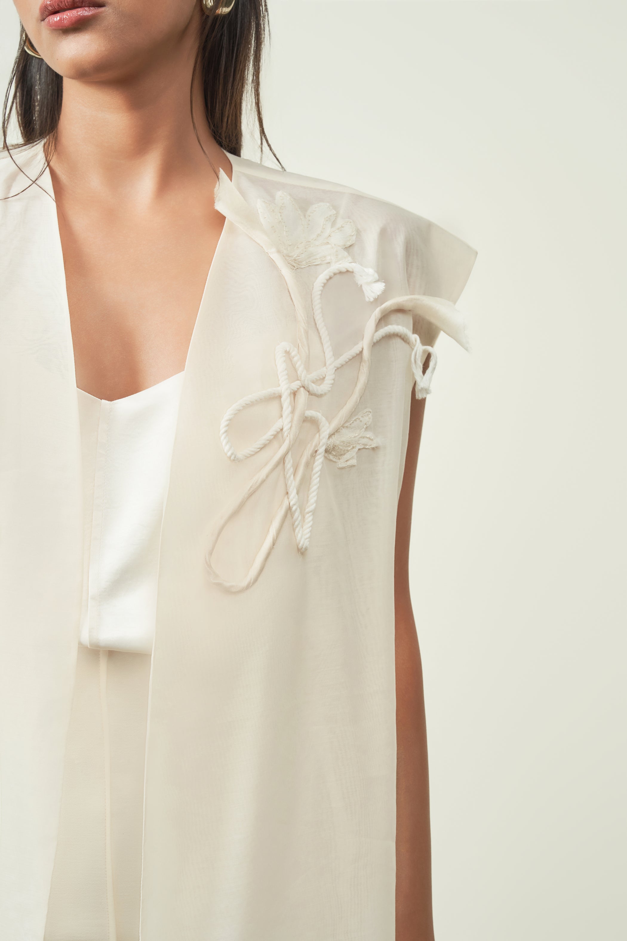 Nha Anh Straight Square Shoulder Organza Jacket