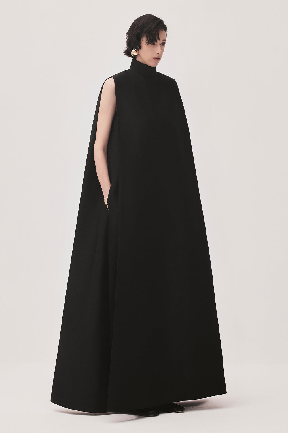 fitted lace wedding dress Women's Nhat Gia Tent High Neck Taffeta Maxi Dress XS/S/M/L/XL/Customize  Black MEAN BLVD