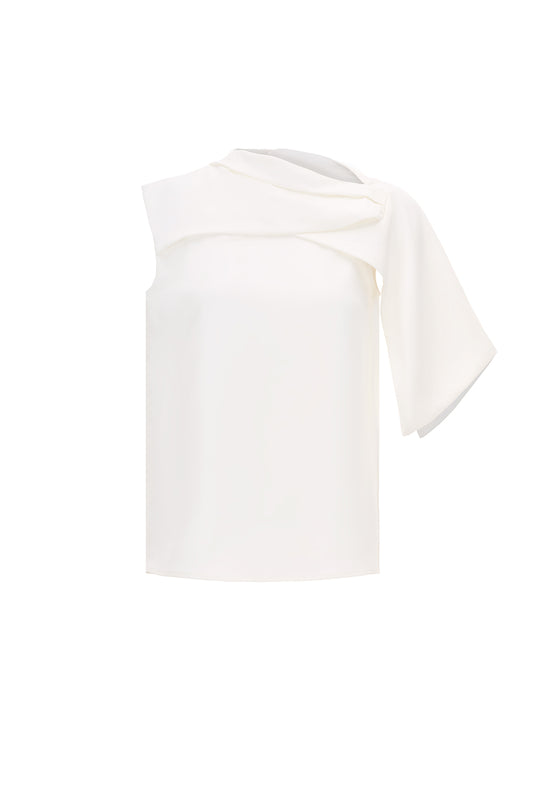 Valencia Straight Asymmetric Neck Twill Top