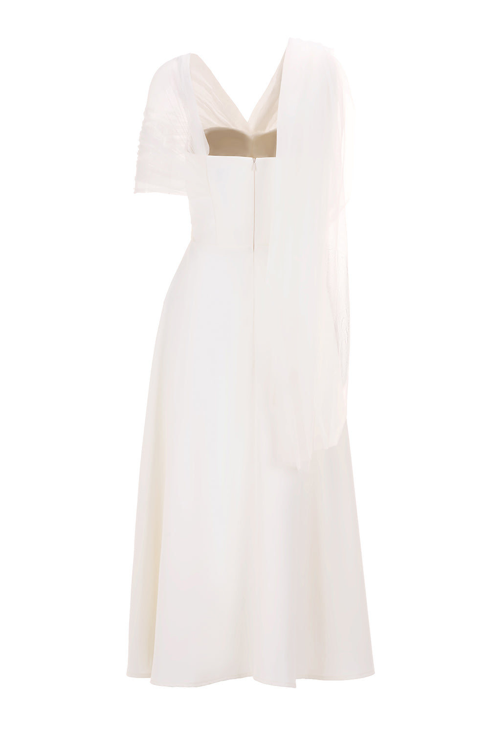 Robe A-line Asymmetric Sleeved Scuba Crepe Midi Dress