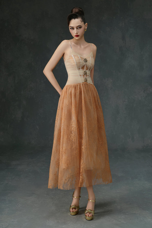 Lucian Sweetheart Button Midi Dress - MEAN BLVD