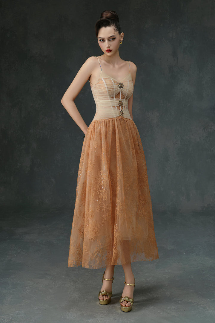 Lucian Sweetheart Button Midi Dress - MEAN BLVD