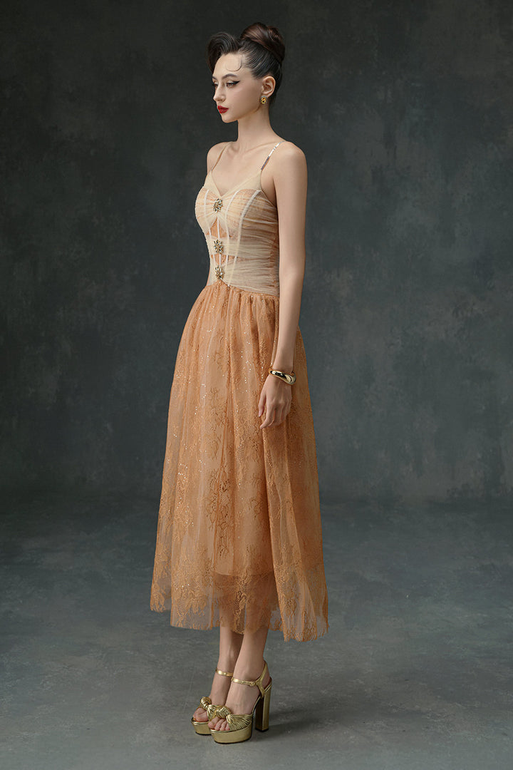 Lucian Sweetheart Button Midi Dress - MEAN BLVD