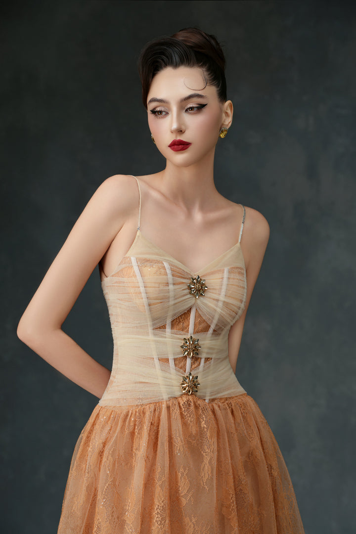 Lucian Sweetheart Button Midi Dress - MEAN BLVD