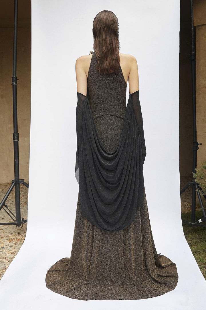 Lucinda Halter Neck Draped Maxi Dress - MEAN BLVD