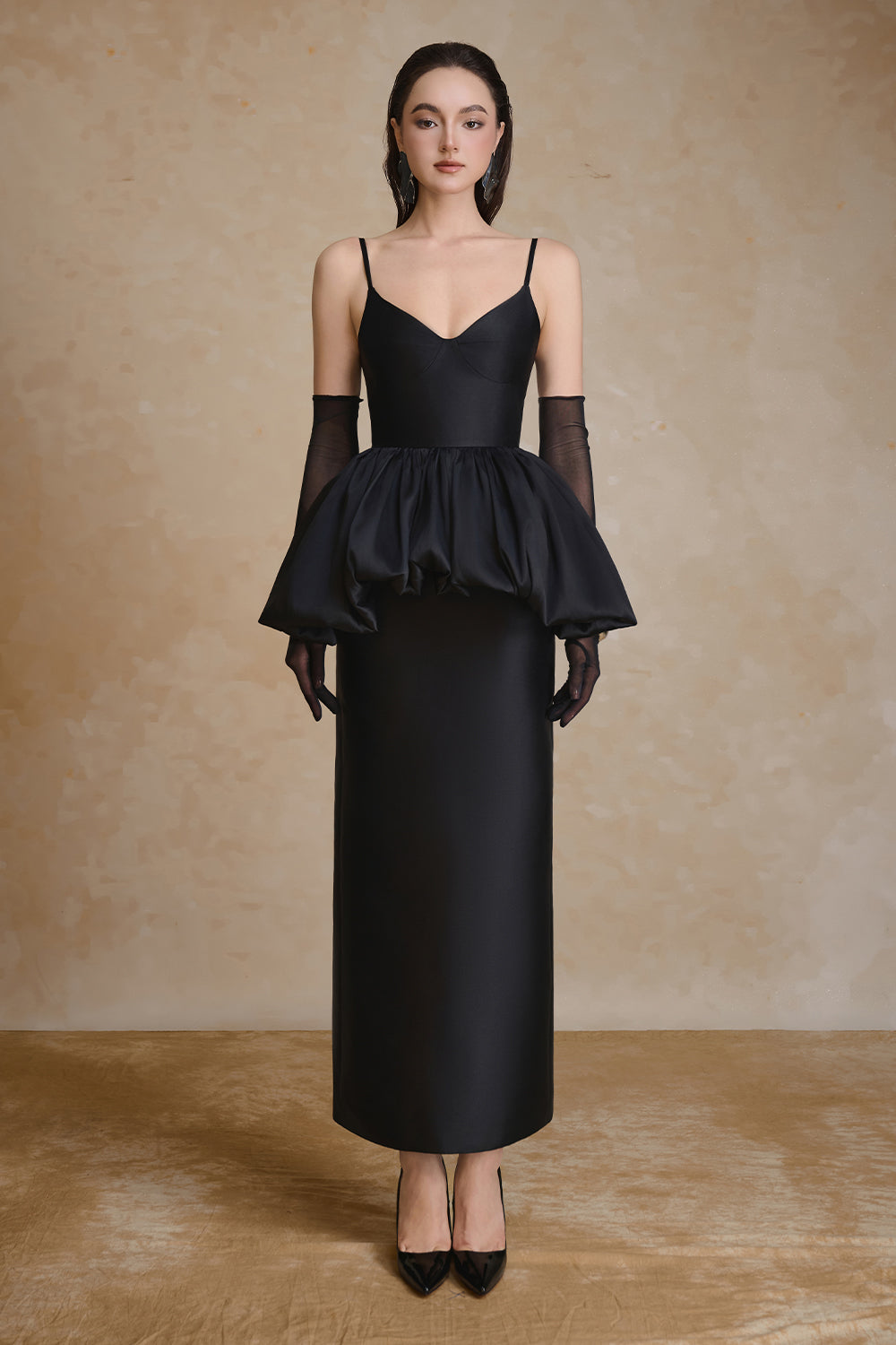 Women's Lullaby Peplum Gathering Maxi Dress S/M/L/XL/XXL Black/Burgundy/Powder Pink MEAN BLVD Women's Lullaby Peplum Gathering Maxi Dress S/M/L/XL/XXL Black/Burgundy/Powder Pink MEAN BLVD