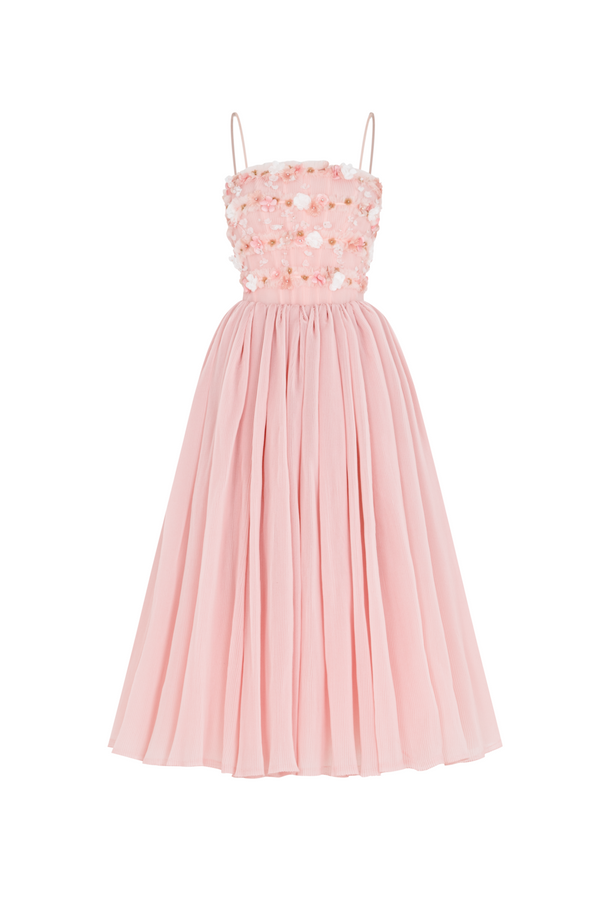 Lullaby Square Neck Applique Midi Dress - MEAN BLVD