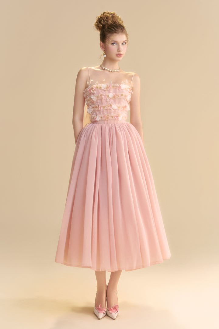 Lullaby Square Neck Applique Midi Dress - MEAN BLVD