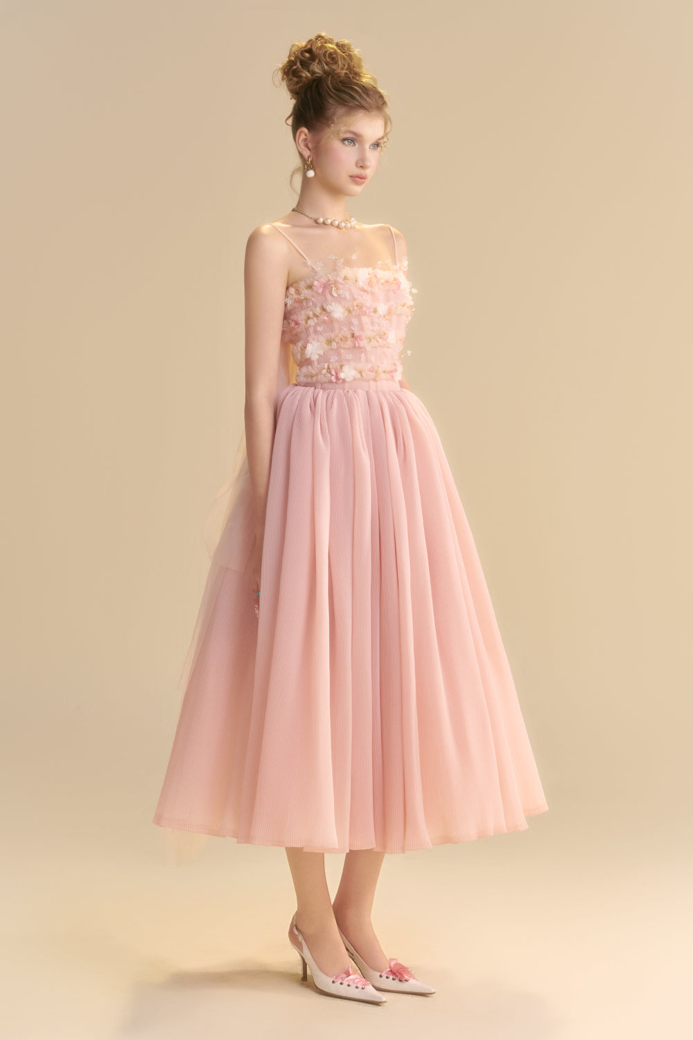 Lullaby Square Neck Applique Midi Dress - MEAN BLVD