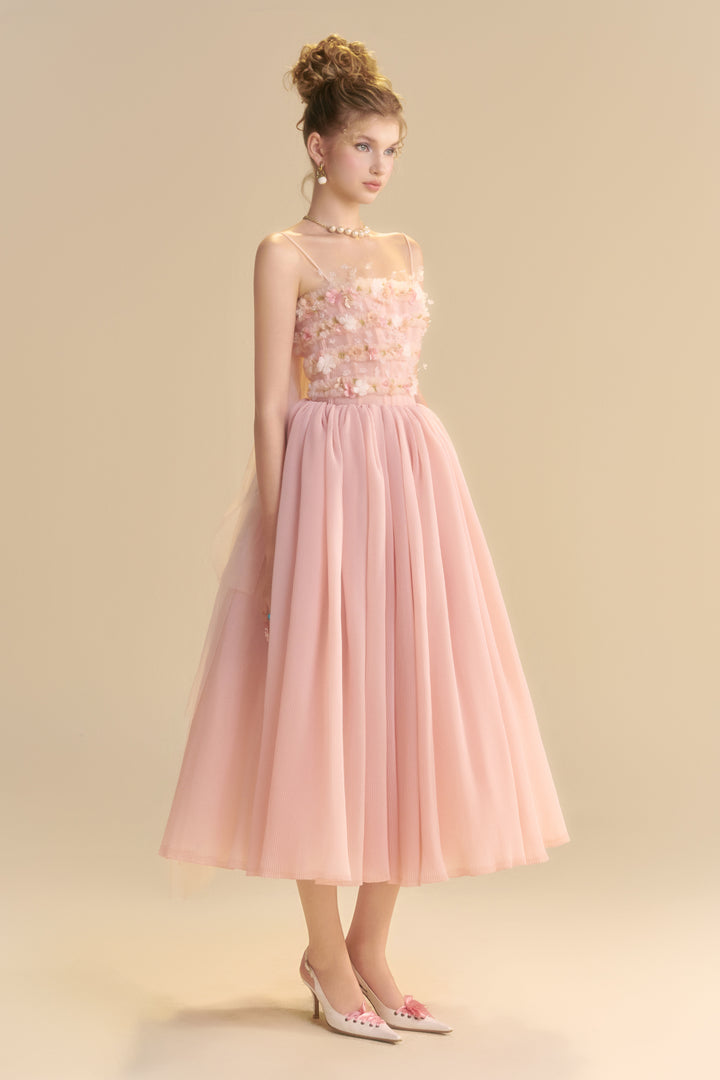 Lullaby Square Neck Applique Midi Dress - MEAN BLVD