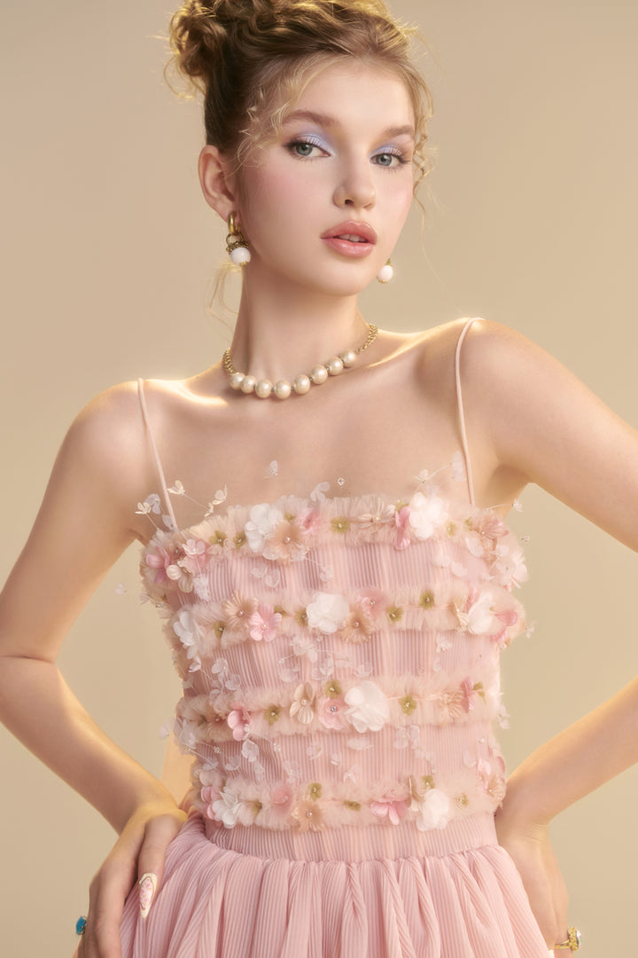 Lullaby Square Neck Applique Midi Dress - MEAN BLVD