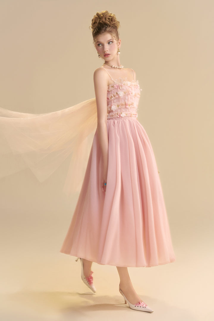 Lullaby Square Neck Applique Midi Dress - MEAN BLVD