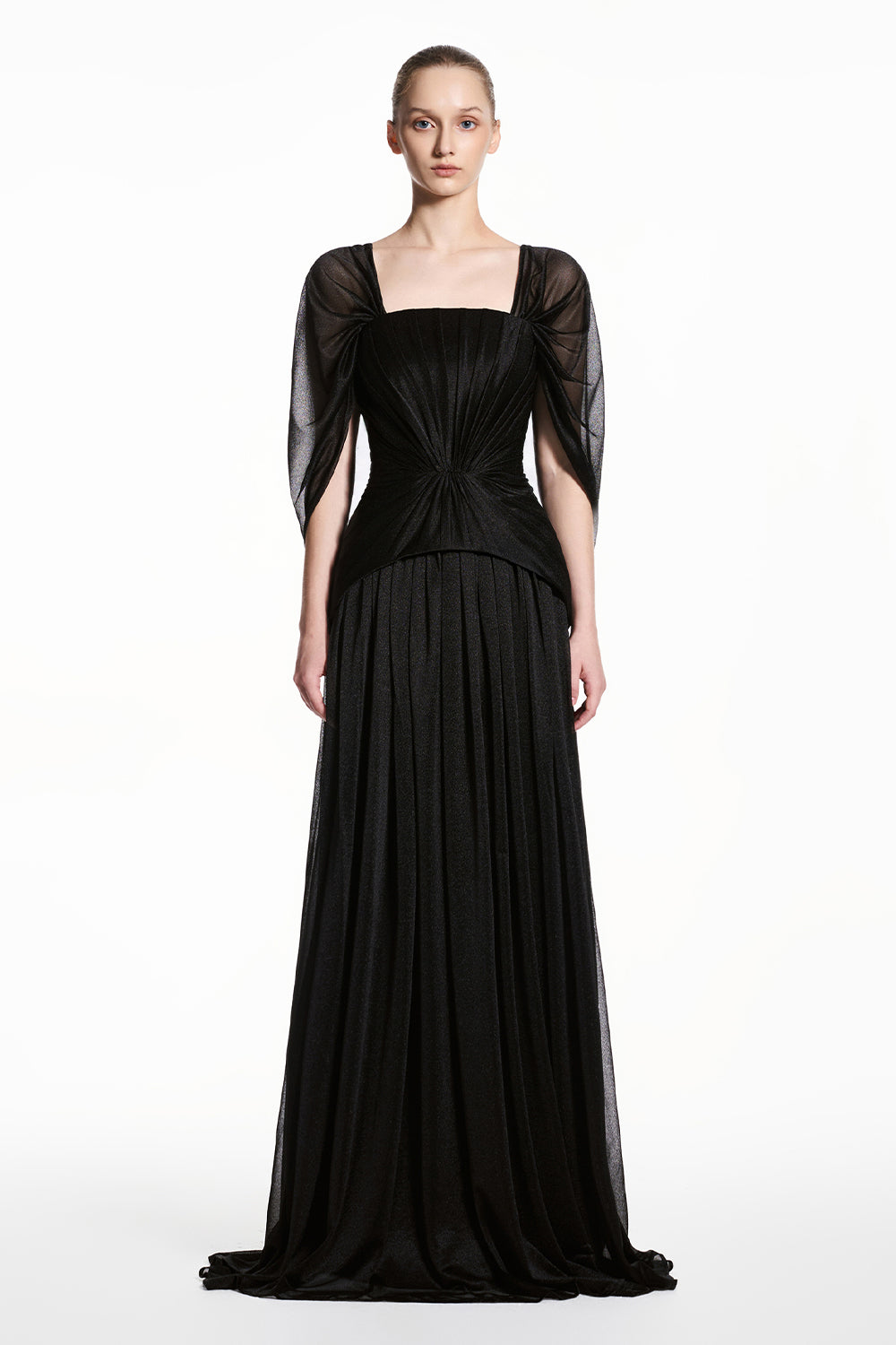 Lumine Square Neck Pleated Maxi Dress - MEAN BLVD