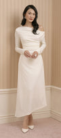 Luna Asymmetric Neck Midi Dress - MEAN BLVD