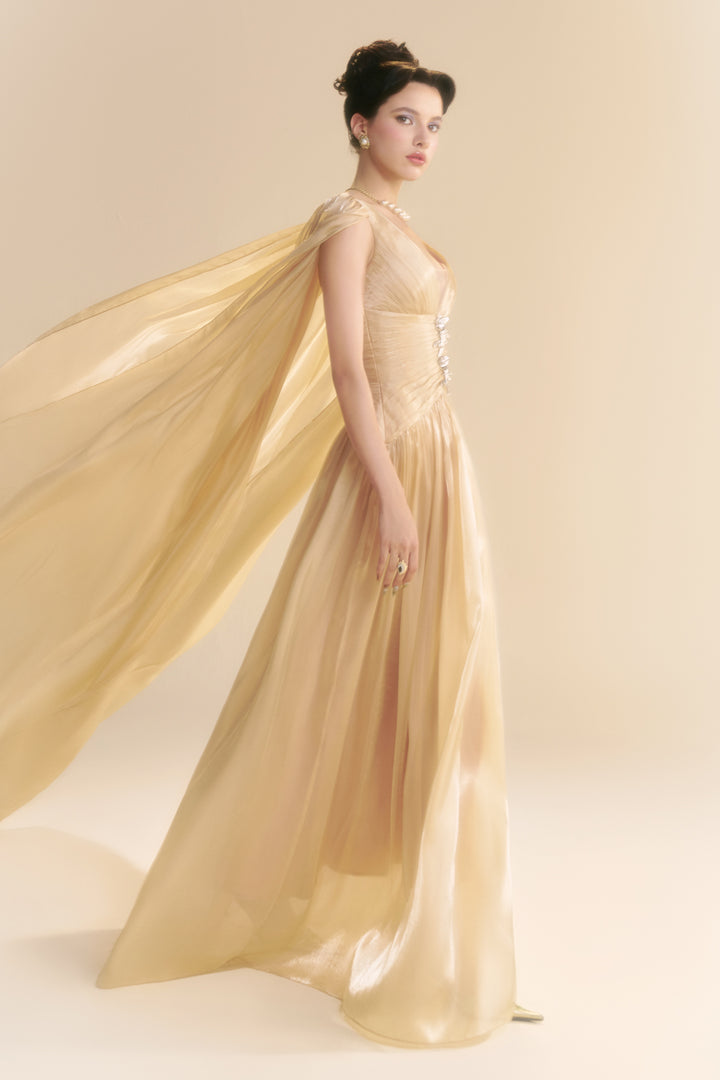 Lustre V-Neck Pin Tuck Maxi Dress - MEAN BLVD